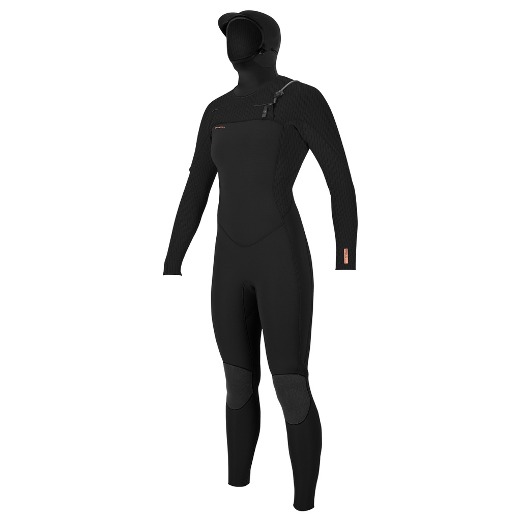 Women's Hyperfreak 5/4Mm+ Hooded Chest Zip Wetsuit (Black / Black)
